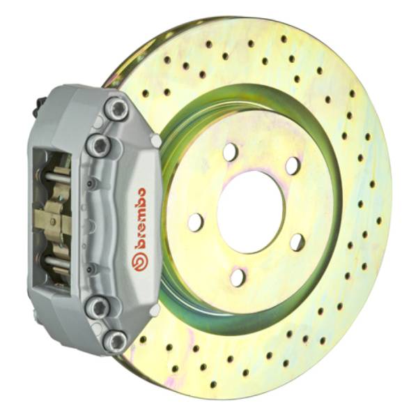 Brembo - Brembo 12-19 Fiat 500 Pop/Abarth Front GT BBK 4 Piston Cast 2pc 28 5x28 1pc Rotor Drilled-Silver - 1A4.3002A3