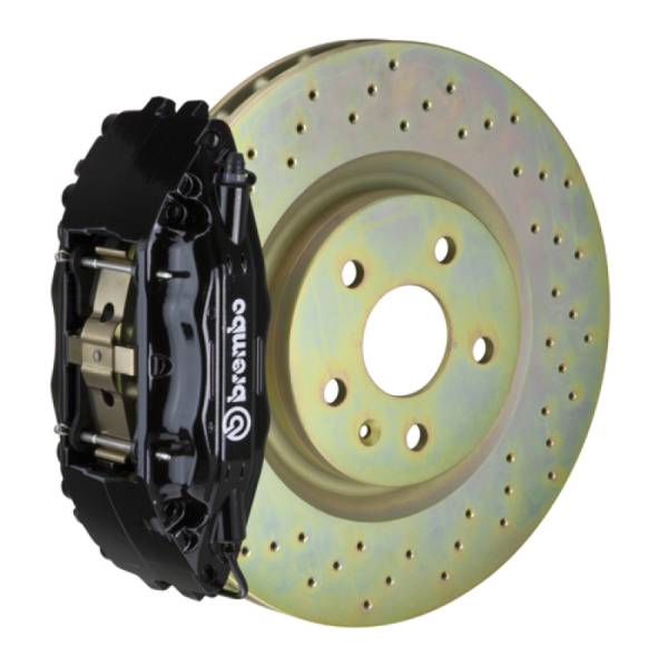 Brembo - Brembo 82-89 6-Series Front GT BBK 4 Piston Cast 2pc 332x32 1pc Rotor Drilled-Black - 1B4.7001A1