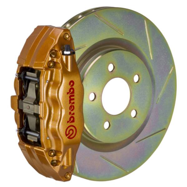 Brembo - Brembo 02-07 Impreza/WRX/08-14 WRX Fr GT BBK 4 Pist Cast 2pc 326 x30 1pc Rotor Slotted Type1 - Gold - 1E5.6002A4