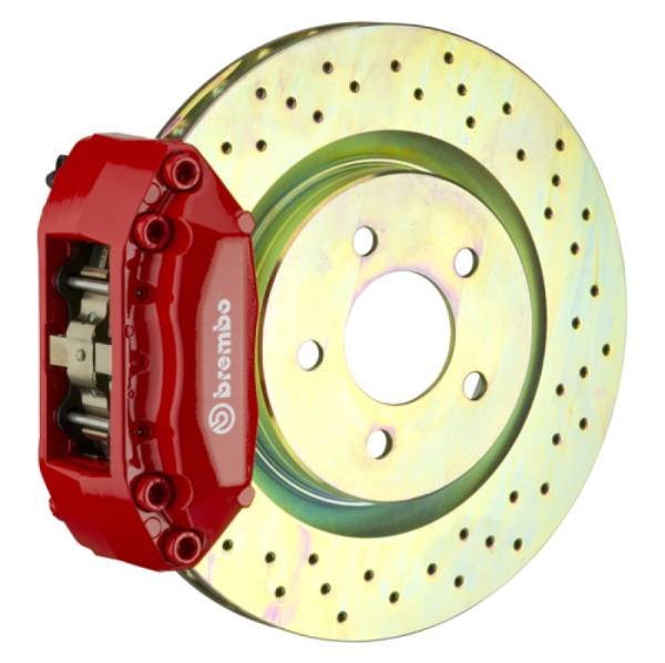 Brembo - Brembo 92-98 318i/325i (Excl. xDrive) Front GT BBK 4 Piston Cast 2pc 320x28 1pc Rotor Drilled-Red - 1F4.6001A2