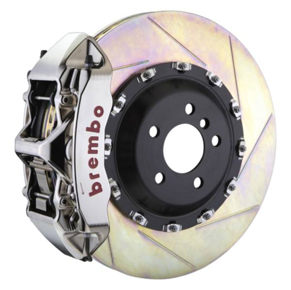 Brembo - Brembo 03-13 Flying Spur Front GTR BBK 6 Piston Billet 411x34 2pc Rotor Slotted Type1 - Nickel - 1L2.9501AR