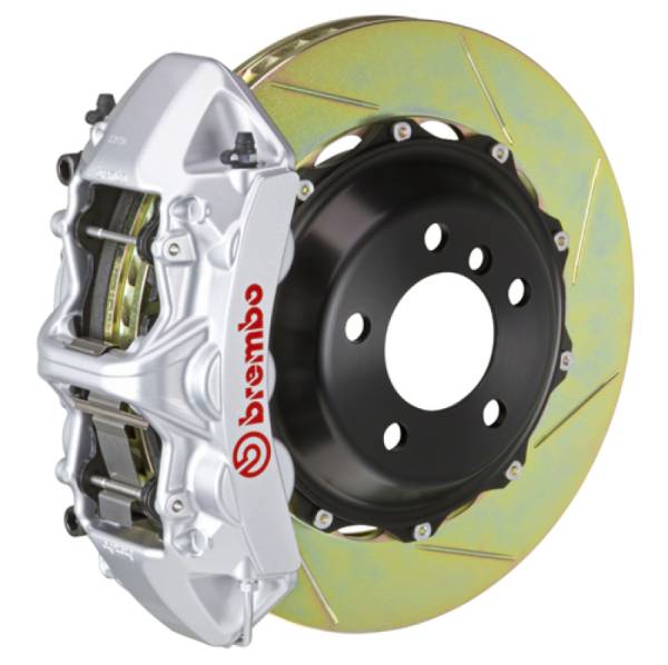 Brembo - Brembo 05-14 Mustang GT Excl non-ABS Equipped Fr GT BBK 6Pist Cast 355x32 2pc Rtr Slot Type1-Silver - 1M2.8016A3