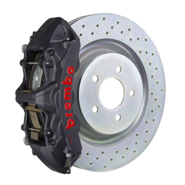 Brembo - Brembo 05-14 Mustang GT Excl non-ABS Equipped Fr GTS BBK 6Pist Cast 355x32 1pc Rtr Drill-Black HA - 1M4.8001AS