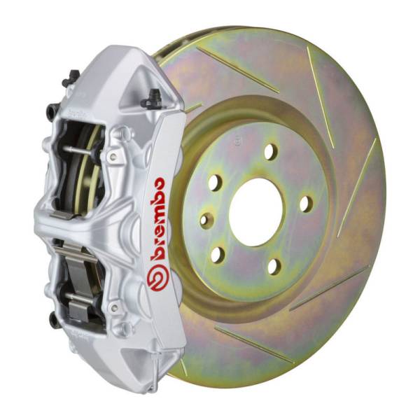 Brembo - Brembo 05-14 Mustang GT Excl non-ABS Equipped Fr GT BBK 6Pist Cast 355x32 1pc Rtr Slot Type1-Silver - 1M5.8001A3