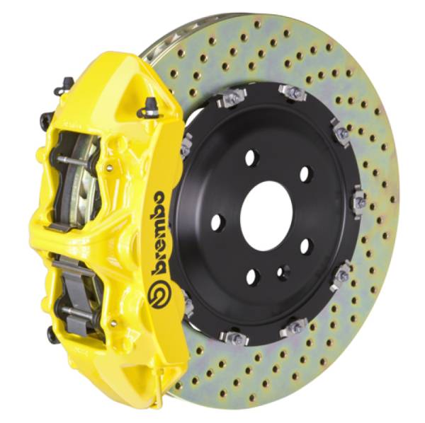 Brembo - Brembo 05-13 Corvette Front GT BBK 6 Piston Cast 365x34 2pc Rotor Drilled- Yellow - 1N1.8501A5