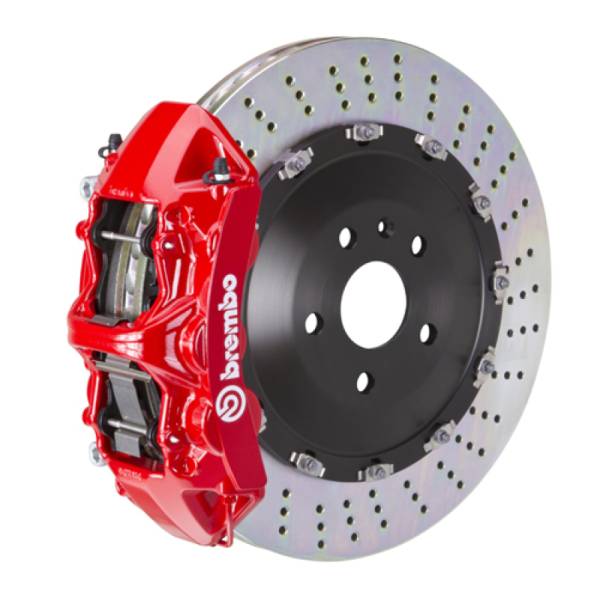 Brembo - Brembo 03-07 Cayenne/S/Turbo Front GT BBK 6 Piston Cast 405x34 2pc Rotor Drilled-Red - 1N1.9501A2