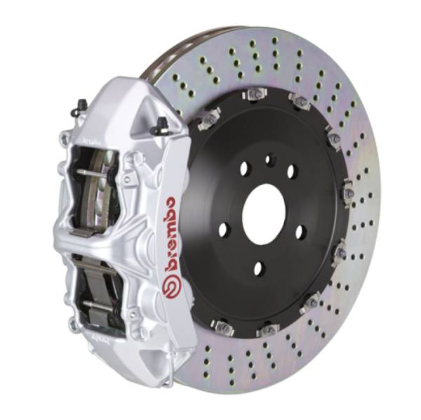 Brembo - Brembo 03-07 Cayenne/S/Turbo Fr GT BBK 6Pis Cast 405x34 2pc Rotor Drilled-Silver - 1N1.9501A3