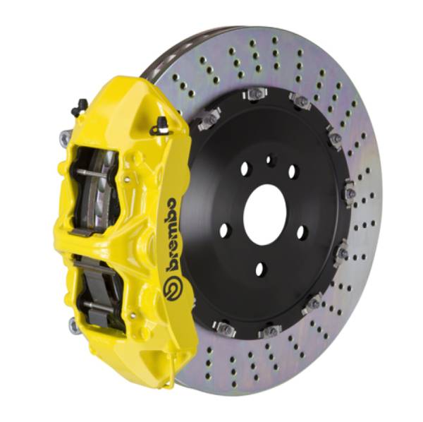 Brembo - Brembo 03-07 Cayenne/S/Turbo Fr GT BBK 6Pis Cast 405x34 2pc Rotor Drilled-Yellow - 1N1.9501A5