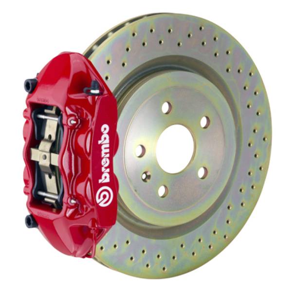 Brembo - Brembo 66-89 911S/SC/Carrera Front GT BBK 4 Piston Cast 323x28 1pc Rotor Drilled-Red - 1P4.6001A2