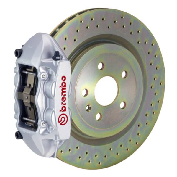 Brembo - Brembo 66-89 911S/SC/Carrera Front GT BBK 4 Piston Cast 323x28 1pc Rotor Drilled-Silver - 1P4.6001A3