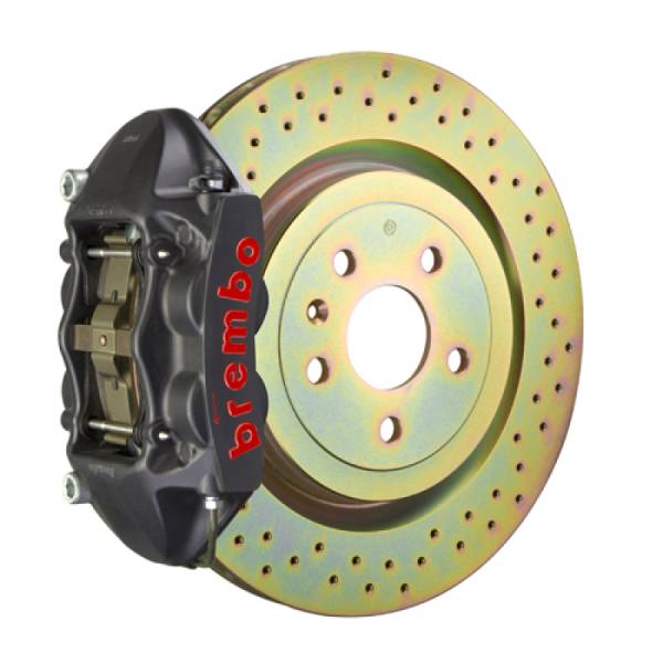 Brembo - Brembo 66-89 911S/SC/Carrera Front GTS BBK 4 Piston Cast 323x28 1pc Rotor Drilled-Black HA - 1P4.6001AS