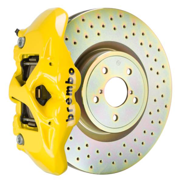 Brembo - Brembo 02-07 Impreza/WRX/08-14 WRX Front GT BBK 4 Piston Cast 326 x30 1pc Rotor Drilled- Yellow - 1S4.6001A5