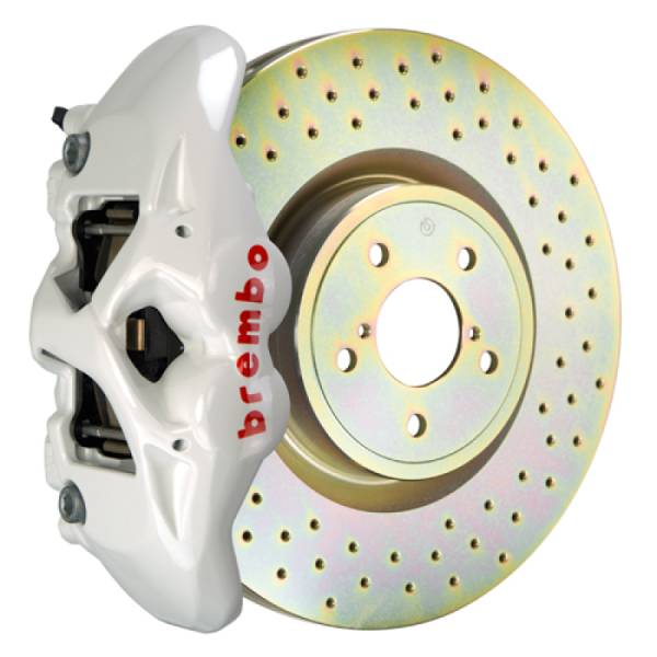 Brembo - Brembo 02-07 Impreza/WRX/08-14 WRX Front GT BBK 4 Piston Cast 326 x30 1pc Rotor Drilled- White - 1S4.6001A6