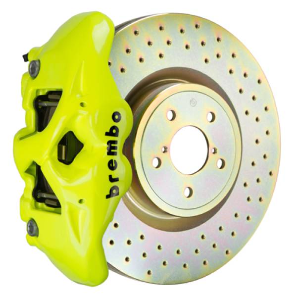 Brembo - Brembo 02-07 Impreza/WRX/08-14 WRX Fr GT BBK 4 Piston Cast 326 x30 1pc Rotor Drilled- Fluo. Yellow - 1S4.6001A7