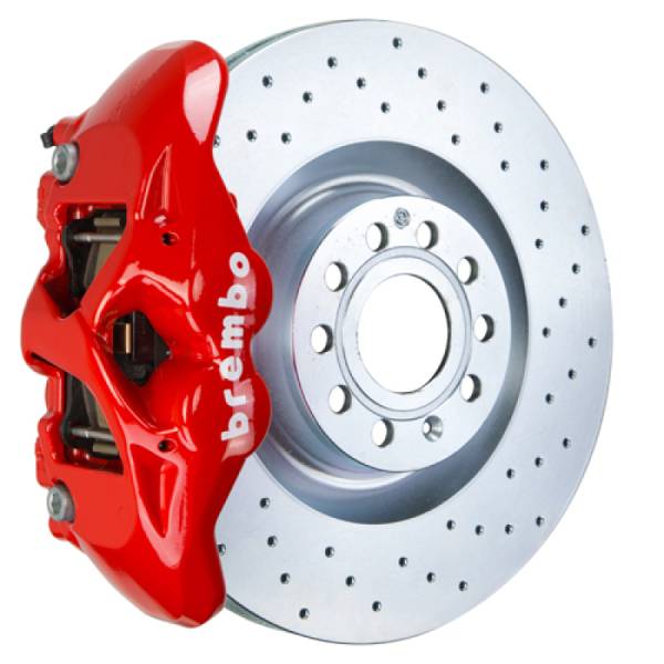 Brembo - Brembo 07-15 TT 2.0T/07-15 TT 3.2/09-15 TTS Front GT BBK 4 Piston Cast 345x30 1pc Rotor Drilled-Red - 1S4.8001A2