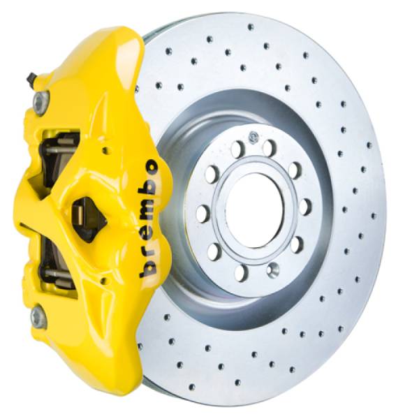 Brembo - Brembo 07-15 TT 2.0T/07-15 TT 3.2L/09-15 TTS Fr GT BBK 4 Pist Cast 345x30 1pc Rotor Drilled- Yellow - 1S4.8001A5