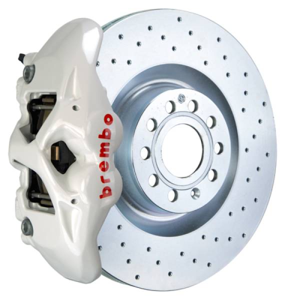 Brembo - Brembo 07-15 TT 2.0T/07-15 TT 3.2L/09-15 TTS Fr GT BBK 4 Pist Cast 345x30 1pc Rotor Drilled- White - 1S4.8001A6