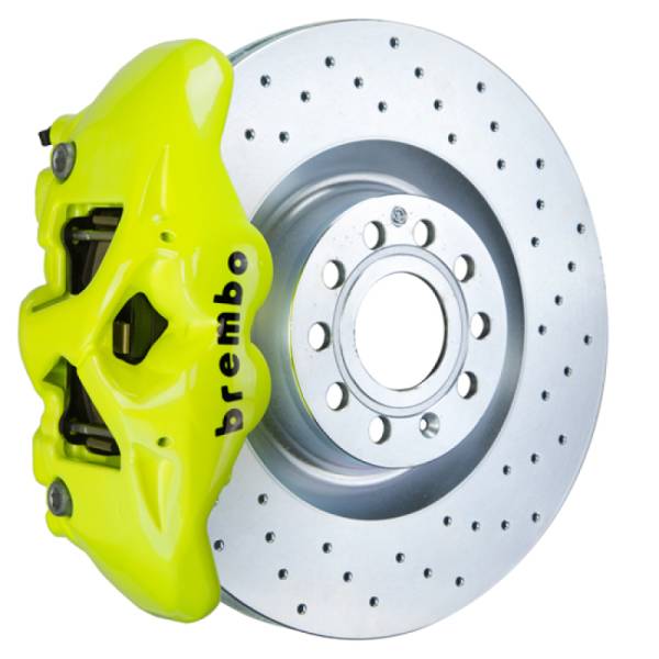 Brembo - Brembo 07-15 TT 2.0T/3.2L/09-15 TTS Front GT BBK 4 Pist Cast 345x30 1pc Rotor Drilled- Fluo. Yellow - 1S4.8001A7