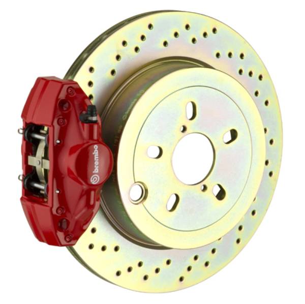 Brembo - Brembo 02-07 Impreza/ wRX (GD/GG) Rear GT BBK 2 Piston Cast 2pc 316 x20 1pc Rotor Drilled-Red - 2E4.5001A2