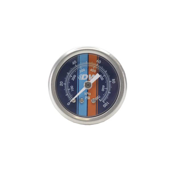 DeatschWerks - DeatschWerks 0-100 PSI 1/8in NPT Mechanical Fuel Pressure Gauge Brushed Housing Blue Face