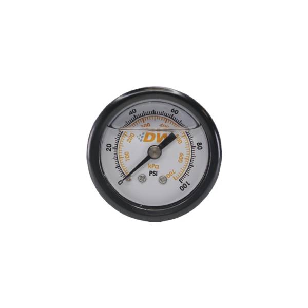 DeatschWerks - DeatschWerks 0-100 PSI 1/8in NPT Mechanical Fuel Pressure Gauge 1.5in Diameter Black Housing