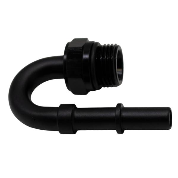 DeatschWerks - DeatschWerks 8AN ORB Male to 3/8in Male EFI Quick Connect Adapter 180-Degree - Anodized Matte Black