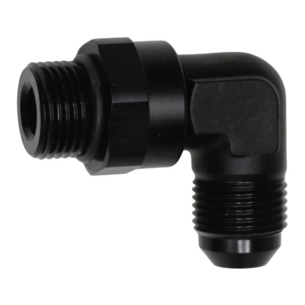 DeatschWerks - DeatschWerks 8AN ORB Male Swivel to 8AN Male Flare 90-Degree Fitting - Anodized Matte Black