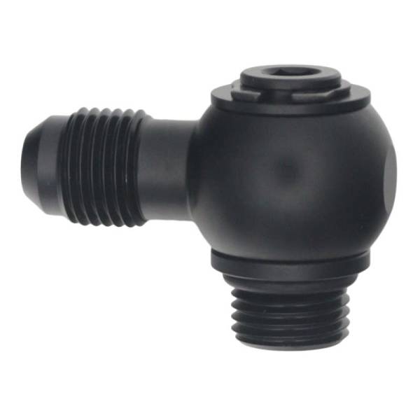 DeatschWerks - DeatschWerks 6AN ORB Male to 6AN Male Flare Low Profile 90-Degree Swivel - Anodized Matte Black