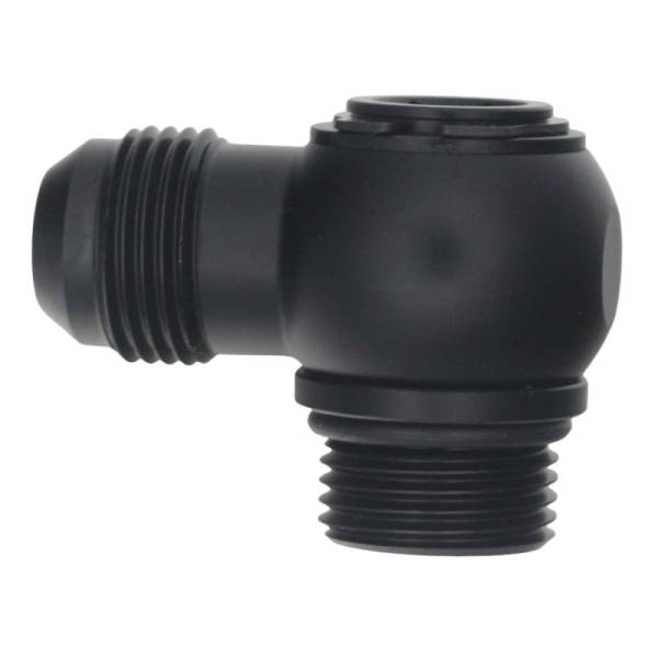 DeatschWerks - DeatschWerks 10AN ORB Male to 10AN Male Flare Low Profile 90-Degree Swivel - Anodized Matte Black