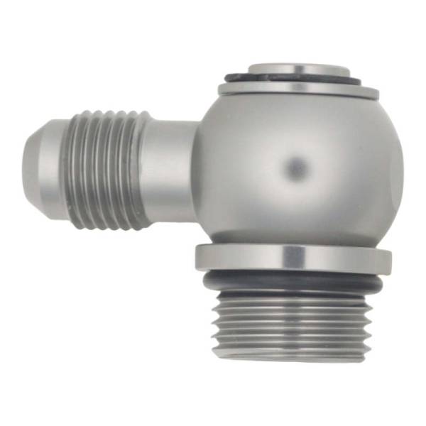 DeatschWerks - DeatschWerks 8AN ORB Male to 6AN Male Flare Low Profile 90-Degree Swivel - Anodized DW Titanium