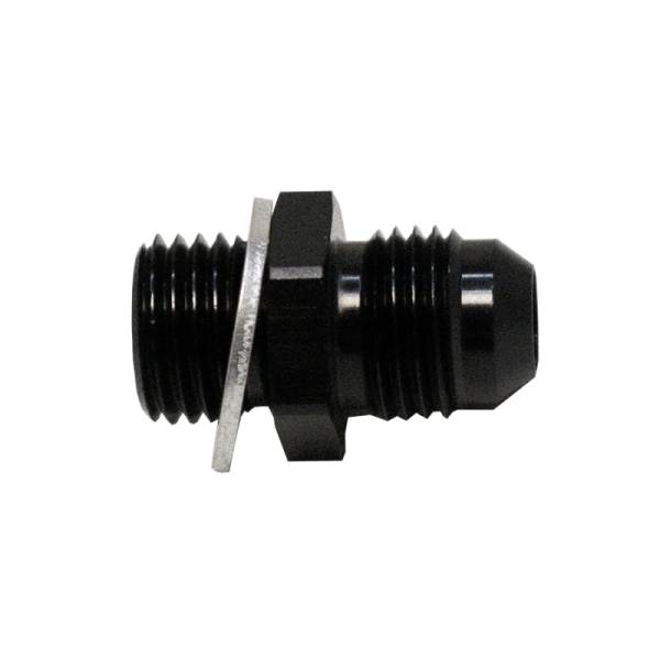 DeatschWerks - DeatschWerks 6AN Male Flare to M14 X 1.5 Male Metric Adapter (Incl Washer) - Anodized Matte Black