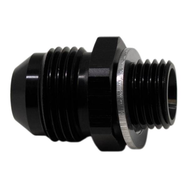 DeatschWerks - DeatschWerks 8AN Male Flare to M14 X 1.5 Male Metric Adapter (Incl Washer) - Anodized Matte Black