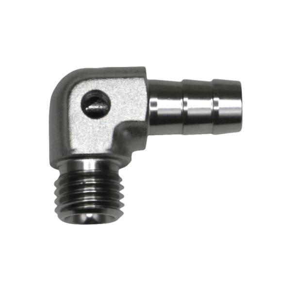 DeatschWerks - DeatschWerks Metric M12 to 3/8in Hose Barb 90-Degree Fitting w/ Venturi Port - Anodized DW Titanium