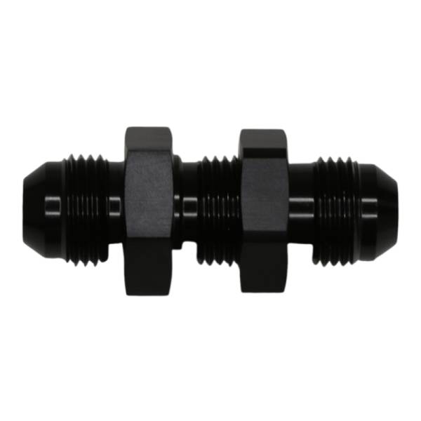 DeatschWerks - DeatschWerks 8AN Male Flare to 8AN Male Flare Bulkhead Adapter (Incl Nut) - Anodized Matte Black