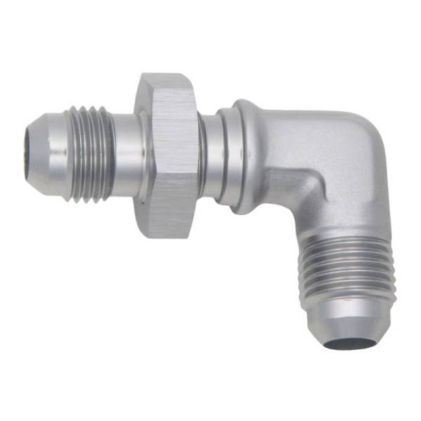 DeatschWerks - DeatschWerks 6AN Male Flare To 6AN Male Flare Bulkhead Adapter 90-Degree (Incl. Nut)