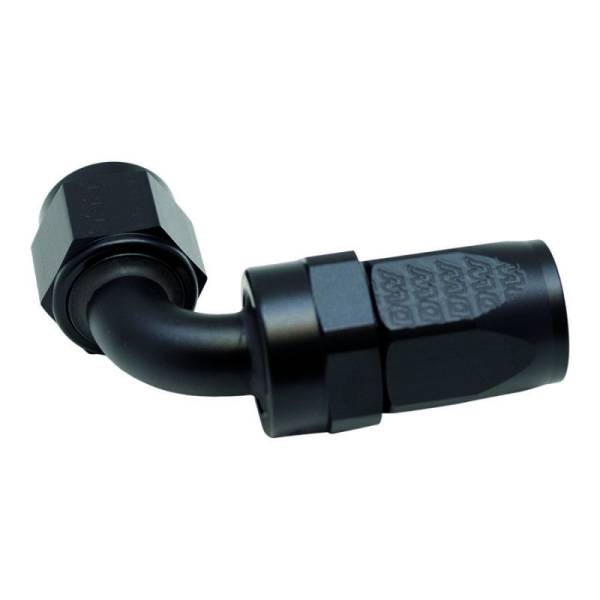 DeatschWerks - DeatschWerks 8AN Female Swivel 90-Degree Hose End CPE - Anodized Matte Black