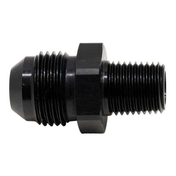 DeatschWerks - DeatschWerks 8AN Male Flare to 1/4in Male NPT Adapter - Anodized Matte Black