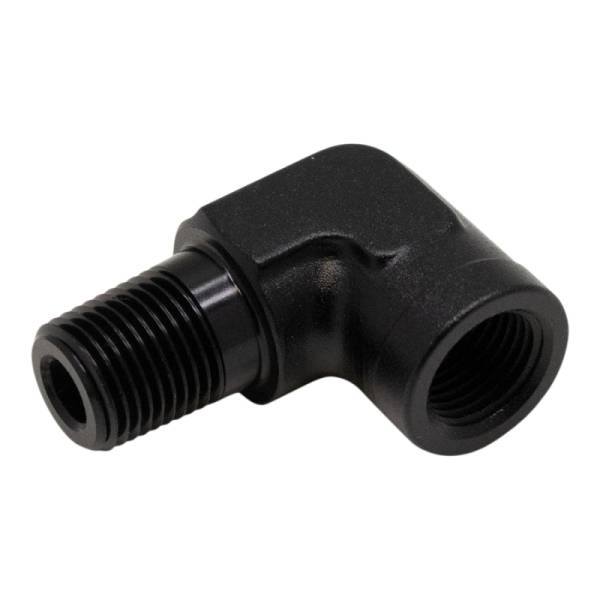 DeatschWerks - DeatschWerks 90-Degree 1/8in NPT Male to Female 1/8in NPT - Anodized Matte Black