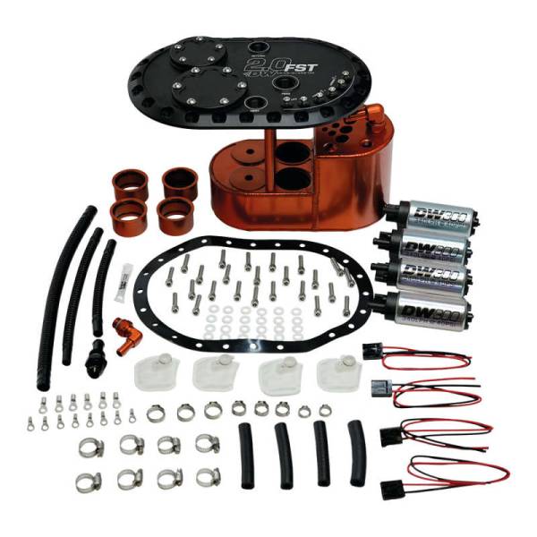 DeatschWerks - Deatschwerks 2.0L Staged Fuel Cell Surge Tank (Includes 4 DW300 Fuel Pumps)