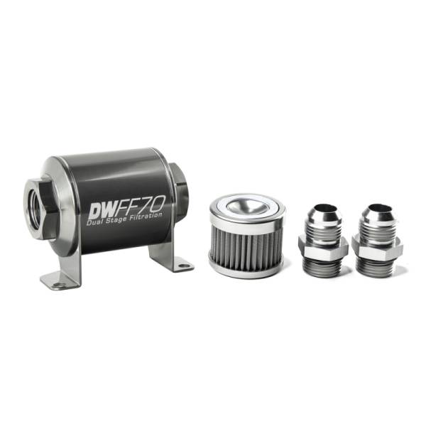 DeatschWerks - DeatschWerks Stainless Steel 10AN 40 Micron Universal Inline Fuel Filter Housing Kit (70mm)