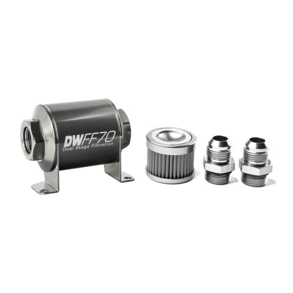 DeatschWerks - DeatschWerks Stainless Steel 10AN 100 Micron Universal Inline Fuel Filter Housing Kit (70mm)