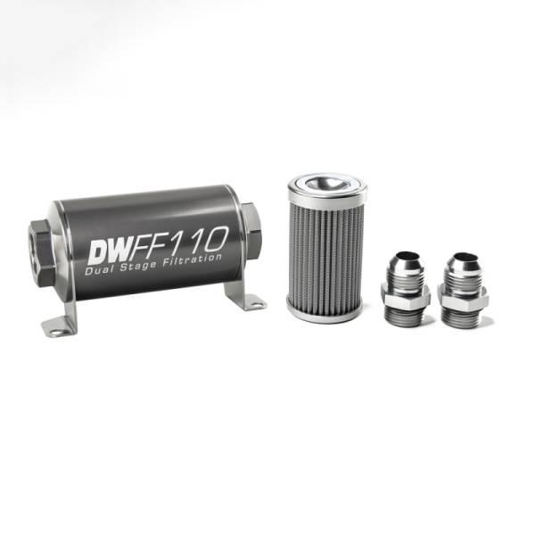 DeatschWerks - DeatschWerks Stainless Steel 10AN 100 Micron Universal Inline Fuel Filter Housing Kit (110mm)