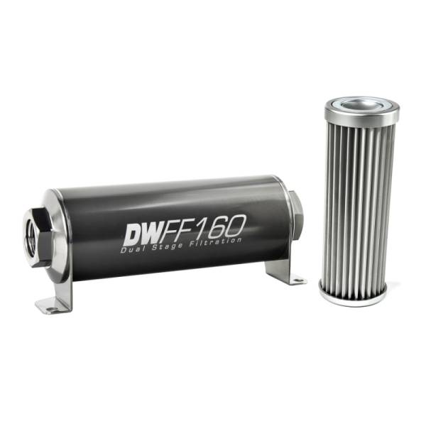 DeatschWerks - DeatschWerks Stainless Steel 5 Micron Universal Inline Fuel Filter Housing Kit (160mm)