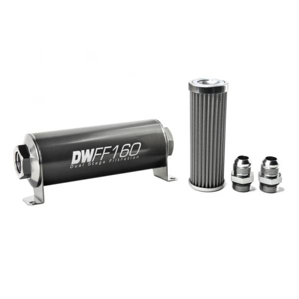 DeatschWerks - DeatschWerks Stainless Steel 10AN 100 Micron Universal Inline Fuel Filter Housing Kit (160mm)