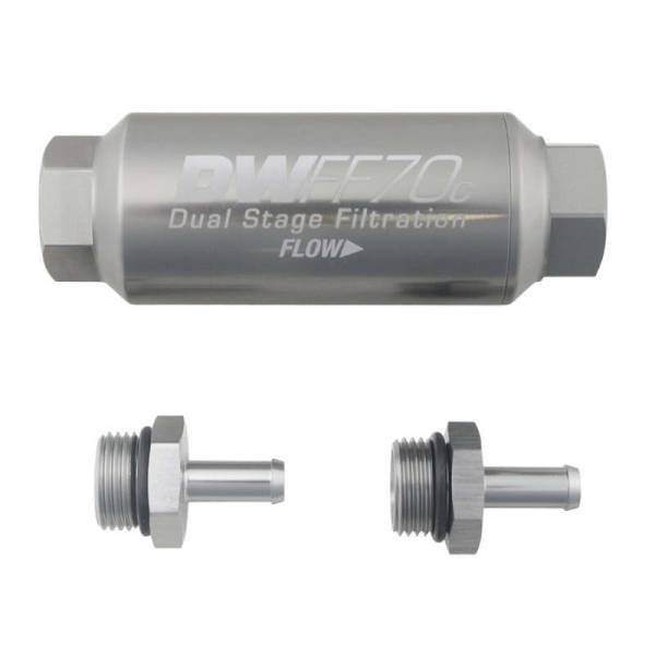 DeatschWerks - DeatschWerks 5/16in 10 Micron 70mm Compact In-Line Fuel Filter Kit