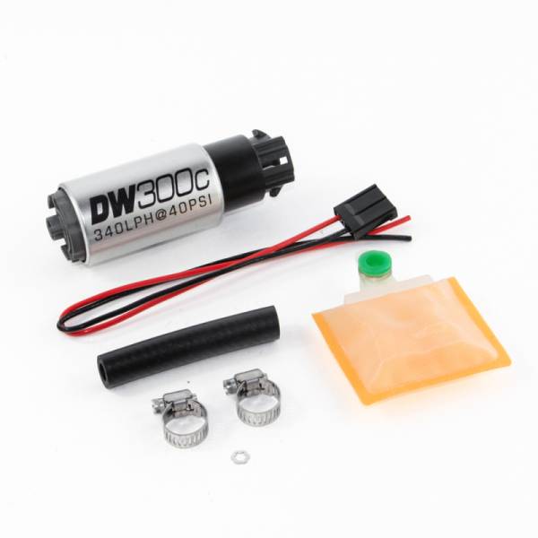 DeatschWerks - DeatschWerks 340lph DW300C Compact Fuel Pump w/ Universal Install Kit (w/ Mounting Clips)