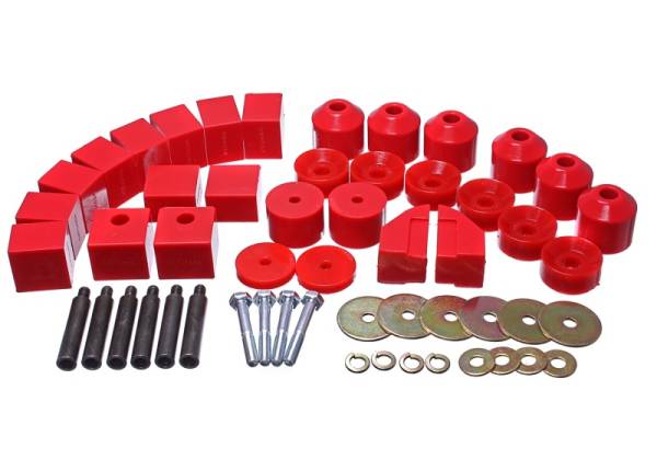 Energy Suspension - Energy Suspension 86-95 Suzuki Samurai Red 1in Lift Body Mount Set