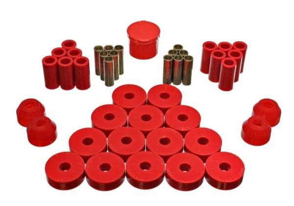 Energy Suspension - Energy Suspension 55-75 Jeep CJ5/CJ6 Red Hyper-Flex Master Bushing Set