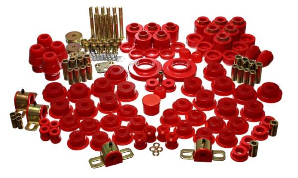 Energy Suspension - Energy Suspension 97-06 Jeep Wrangler TJ (w/ 1in Body Lift Kit) Red Hyper-Flex Master Bushing Set