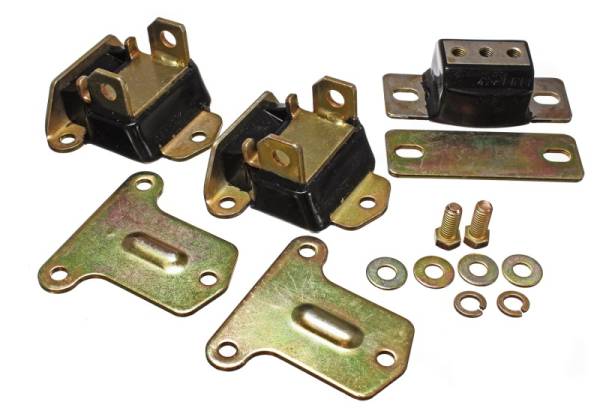 Energy Suspension - Energy Suspension 69-72 Camaro/70-73 Monte Carlo Black Complete Motor&Trans Mount Set Zinc Finish